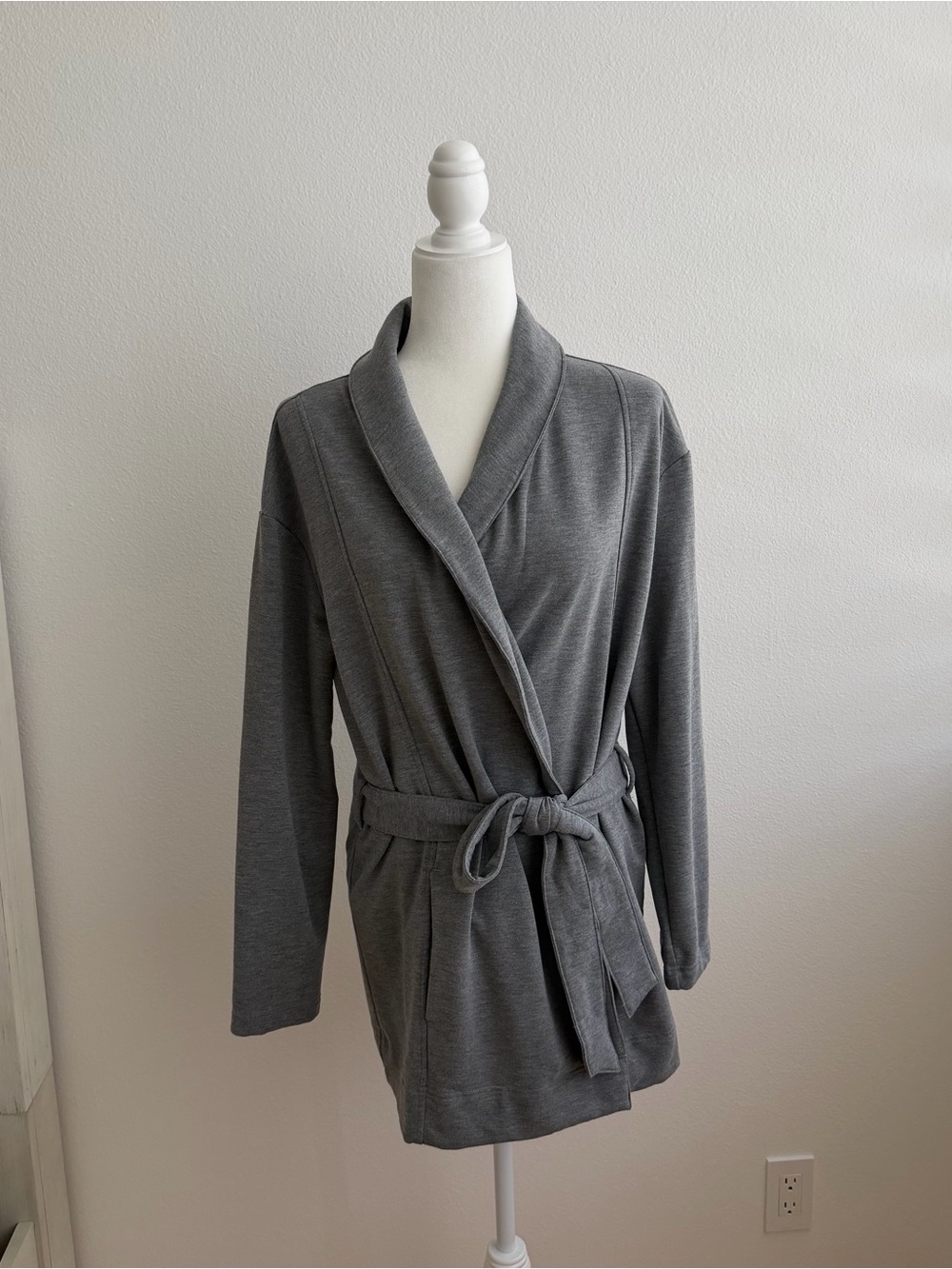 State of Day Intimates Heather Gray Open Front Cozy Cardigan Robe - Size Large